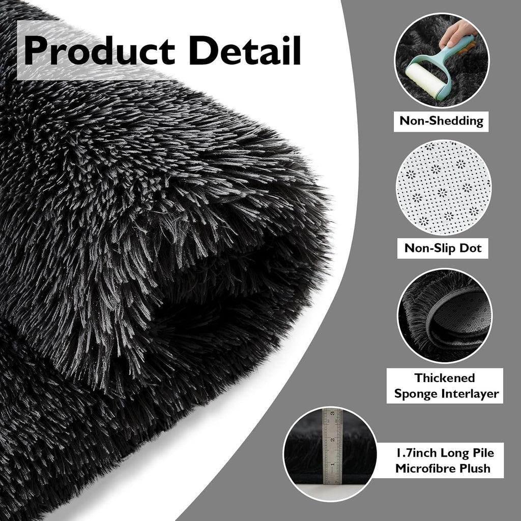 8x10 Fluffy Area Rugs,Black Large Shag Area Rug