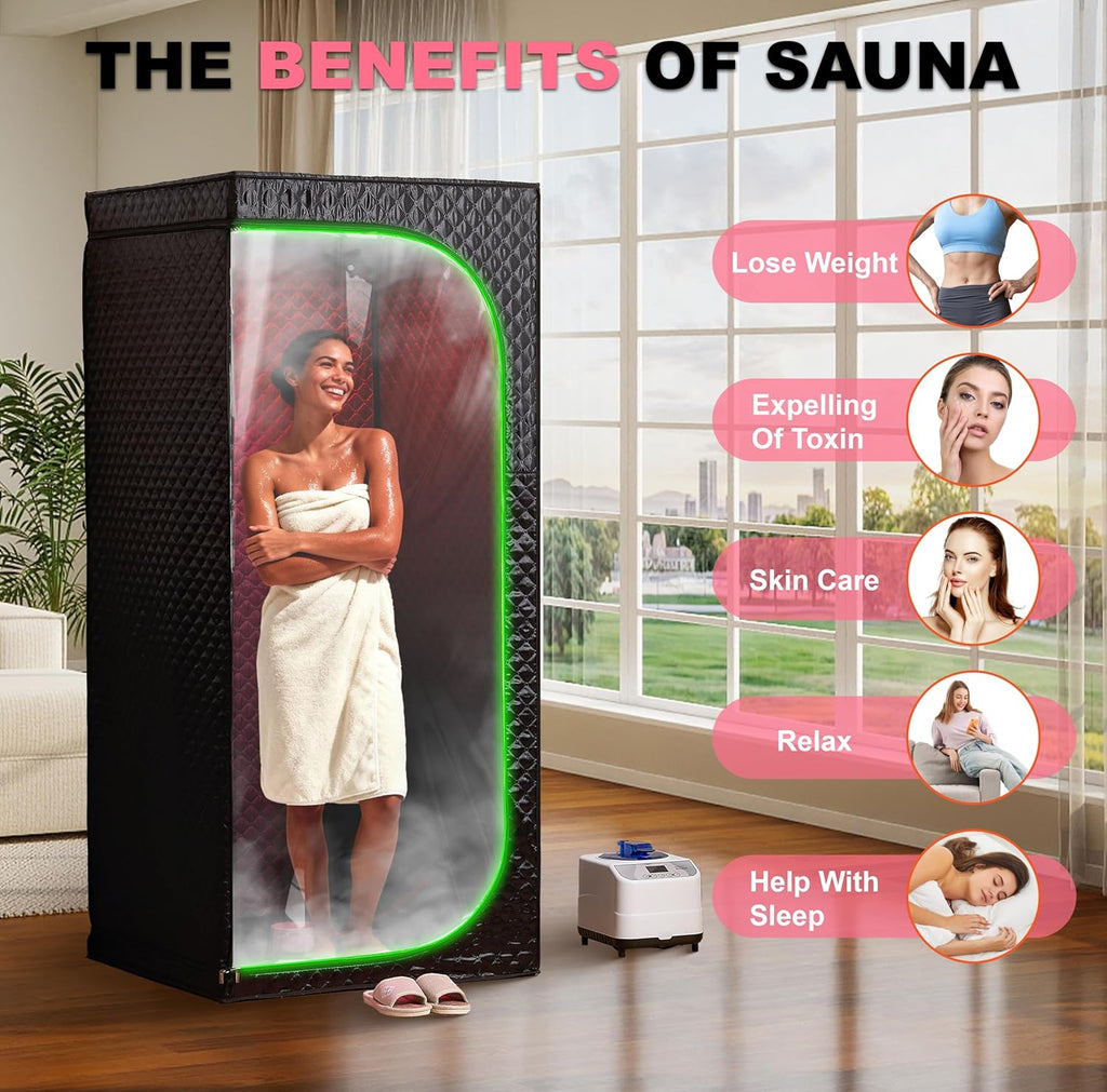 Infrared Sauna & Steam Sauna Box for Home, Portable Personal Sauna with Transparent Door, Powerful Steam Heating