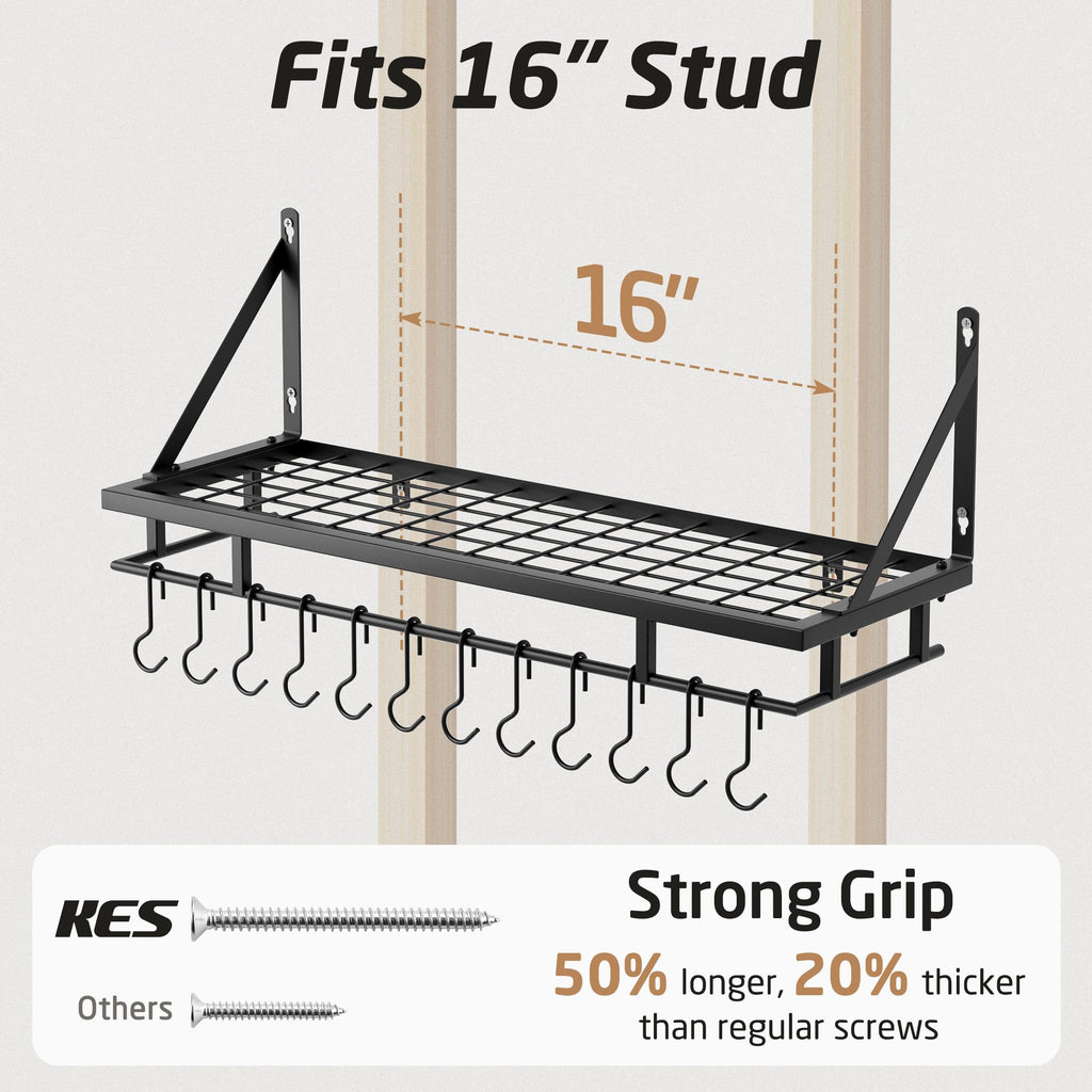 Kitchen Pan Pot Rack Wall Mounted, Hanging Storage Organizer
