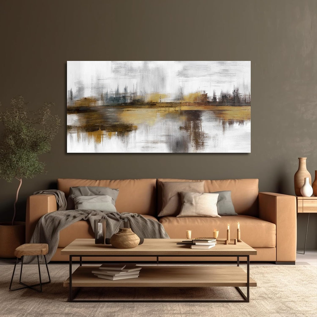 Large Abstract Wall Decor Brown and Grey Wall Art Aesthetic Canvas Painting Modern Wall Prints Minimalist Home Decor