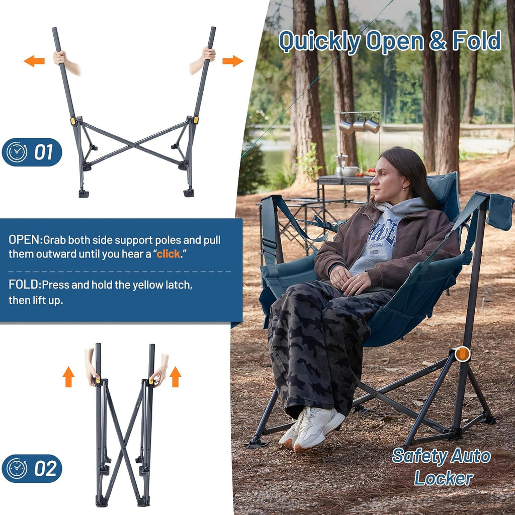 Hammock Camping Chair, Portable Oversized Swinging Camp Chairs | Heavy Duty Folding Hammock Chair with Adjustable