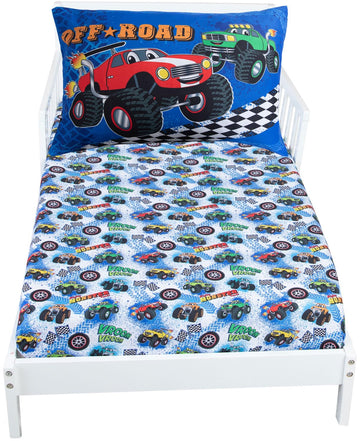 Monster Trucks Bedding Toddler Bed Sheets - 2-Piece Toddler Bed Sets for Boys Crib Size, Fitted Crib Sheet & 20x30