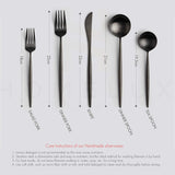 4 Sets of 5 Pieces Matte Black 18/10 Stainless Steel Flatware, Stainless Steel Kitchen Utensils
