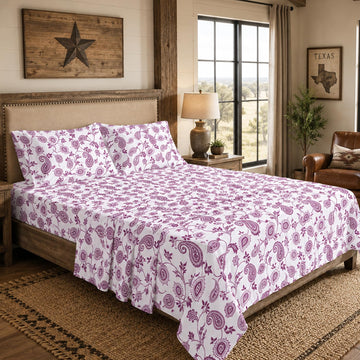 400 Thread Count King Size Sheets Set Sateen, Paisley