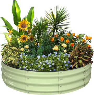 Round Raised Garden Bed, 4x4x1 FT Galvanized Steel Metal Garden Bed, Open-Bottom Design, 12-Inch Deep Outdoor Raised