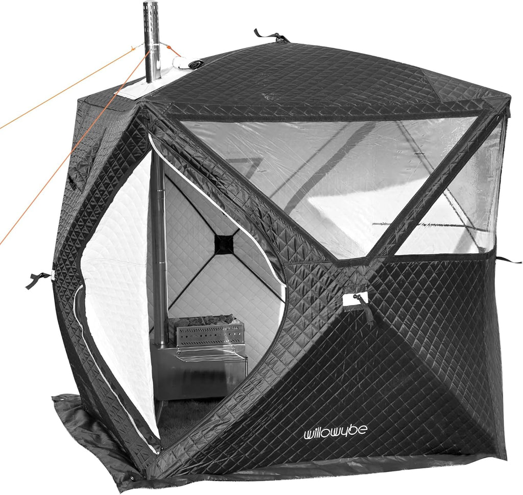 Portale Outdoor Sauna Set with Sauna Tent, Sauna Wood Stove for Dry Sauna, Cooking for Family and Friends