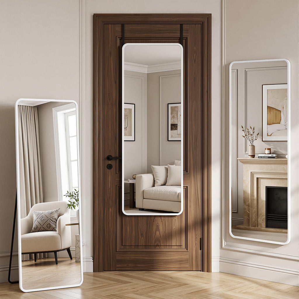 Full Length Mirror Over the Door&Wall Mounted, 48"x14" Door Mirror with Aluminum Alloy Frame, HD Shatterproof