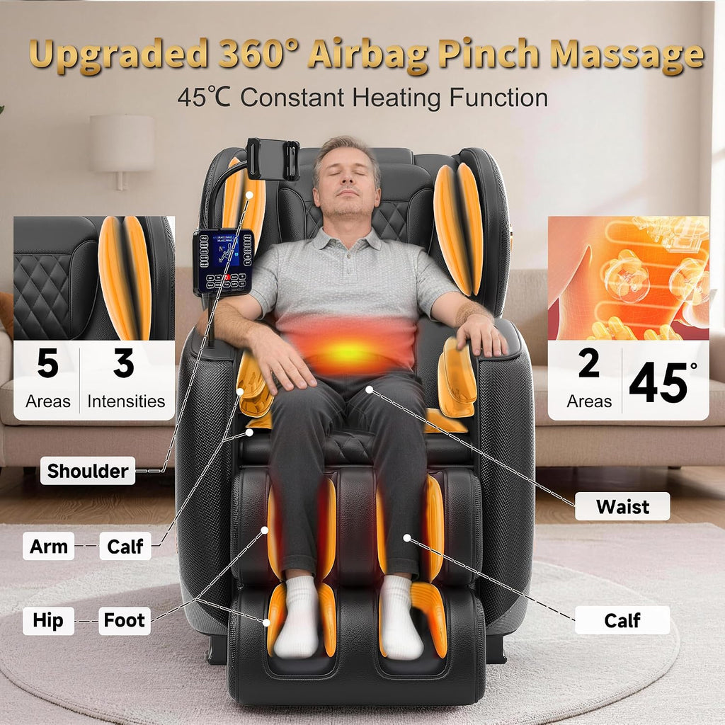 2026 Massage Chair Full Body, Zero Gravity Massage Chair Recliner - Upgraded 10-Point Roller, Heating, Airbags, Foot