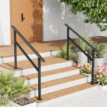 2 Pack Hand Rails for Outdoor Steps, 3-4 Step Railing for Stairs, Adjustable Porch Railing, Hand Rails for