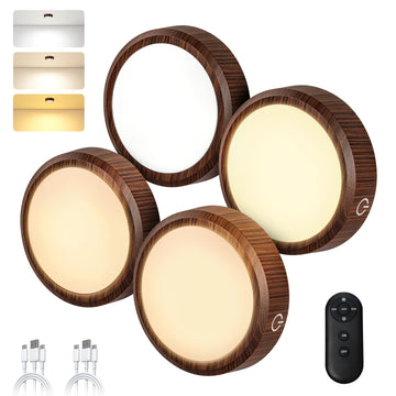 Puck Lights with Remote Control Rechargeable, Full-Screen Wireless LED Under Cabinet Lighting with Light Guide