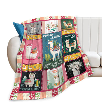 Llama Blanket, Alpaca Throw Blanket, Llama Tropical Gifts Blankets Stuff Fleece Flannel Plush for Girls Women Men Boys