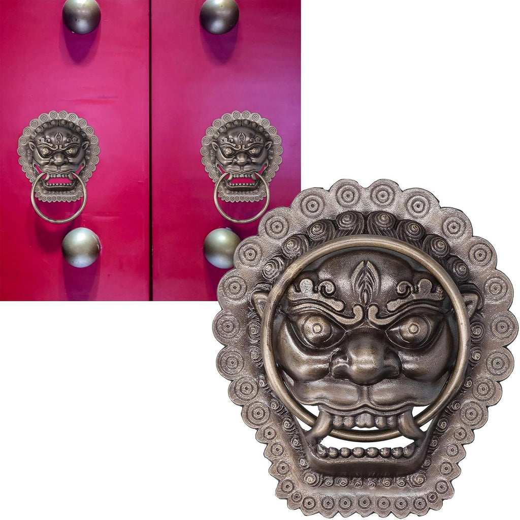 Lion Head Door Knocker, Chinese Door Knocker Antique Animal Head Door Pull, Antique Brass Lion Door Handle