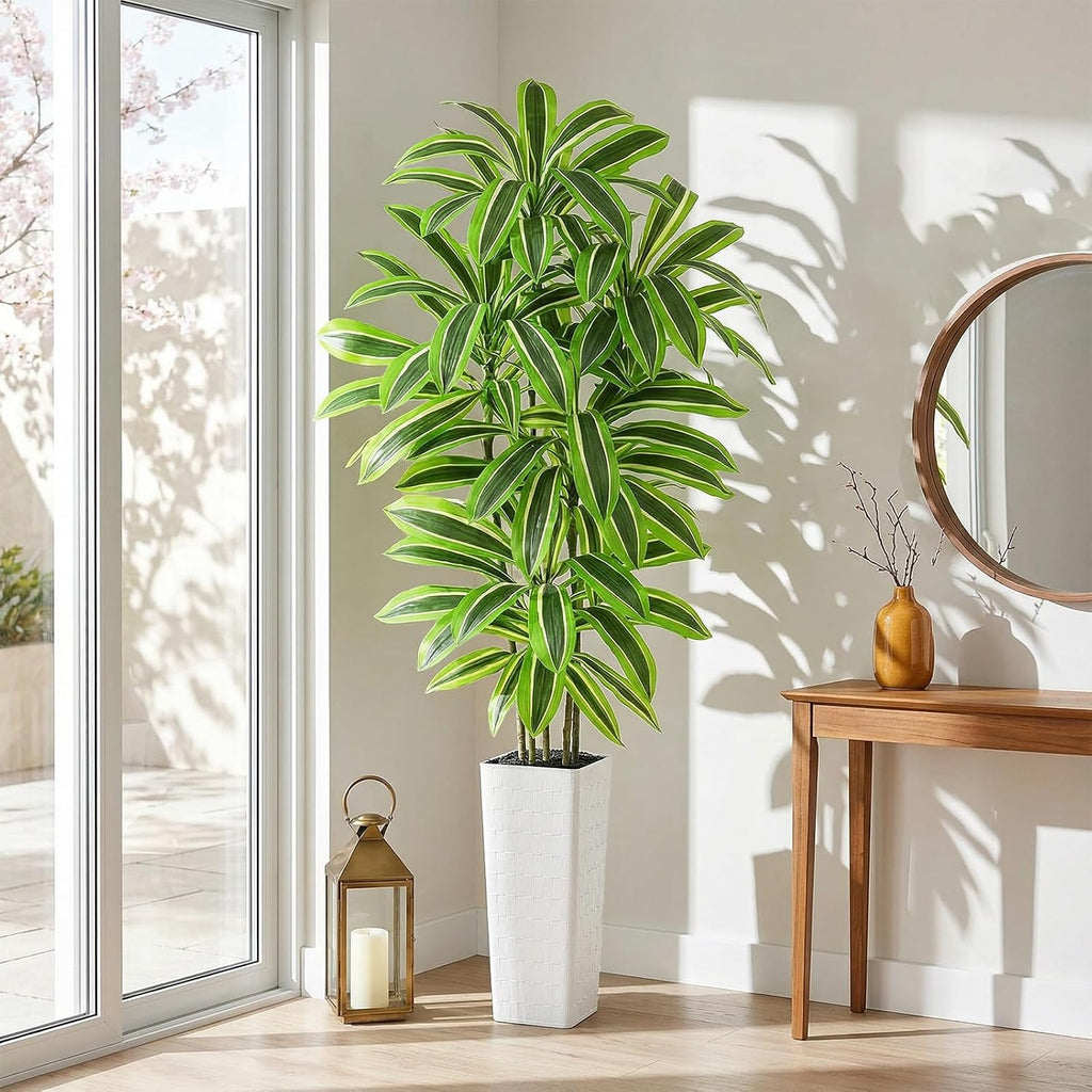 Yellow Dracaena Tree 7FT, Tall Fake Plants Indoor