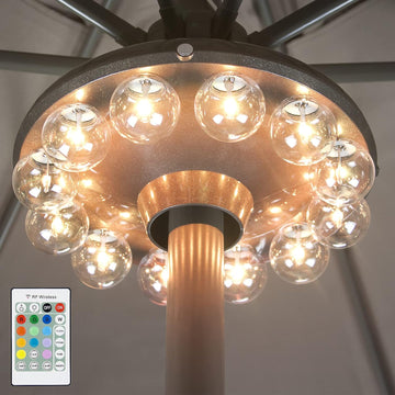 Battery Operated Hanging Lights Outdoor Patio Umbrella Light RF Remote Control,12 Colors Changing Pole Light for