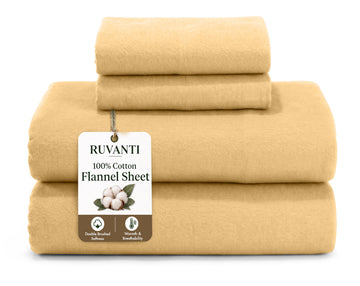 100% Cotton Flannel Sheets King Size, Marigold