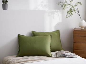 100% French Linen Pillowcases 20x26 Inches Set of 2 Standard Pillow Shams with Envelope Closure, Stone Washed Soft