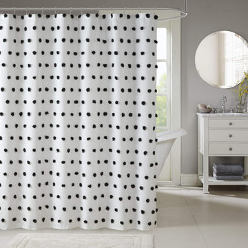 Sophie Shower Curtain , 72 x 72, Black | Adds Privacy, Machine Washable, OEKO-TEX Certified