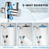 Rain Shower Head with Handheld, 11.8 Inch High Pressure Handheld Shower with Multi Spray Modes