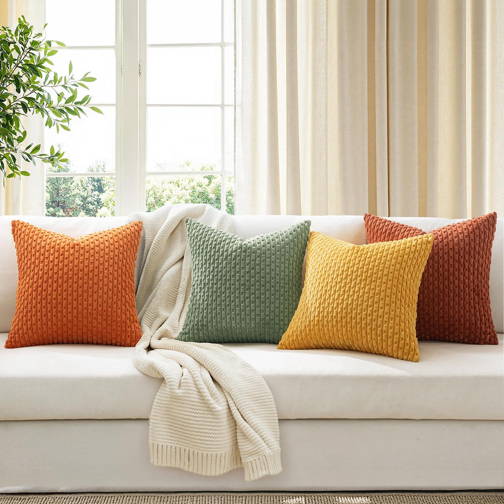 Fall Burnt Orange Decorative Throw Pillow Covers 18x18 Set of 4
