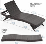 Nestl Chaise Lounge Chair Outdoor Set of 2, Wicker Patio Lounge Chair, Outdoor Lounge Chair with Reclining Backrest