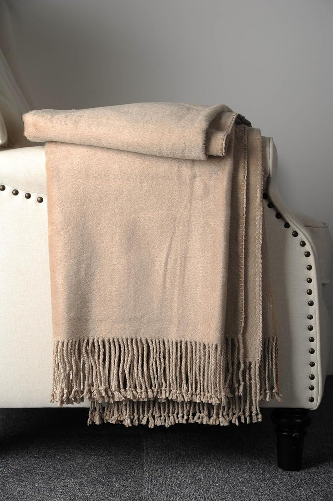 Fringed Mulberry Silk Throw Blanket