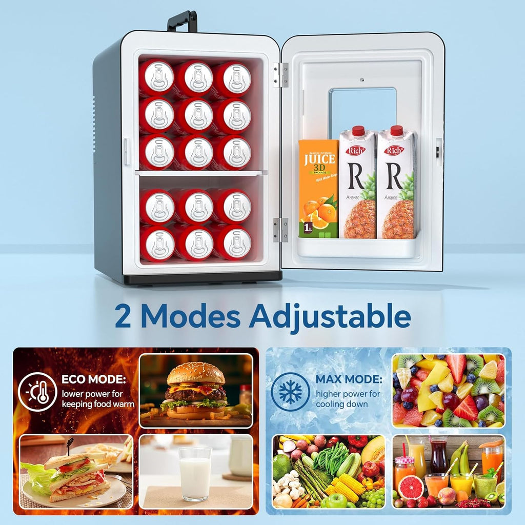 Mini Fridge, 15 Litre/21 Cans Small Fridge for Bedroom, Car, Office & Dorm, 110V AC/DC Portable Thermoelectric Cooler