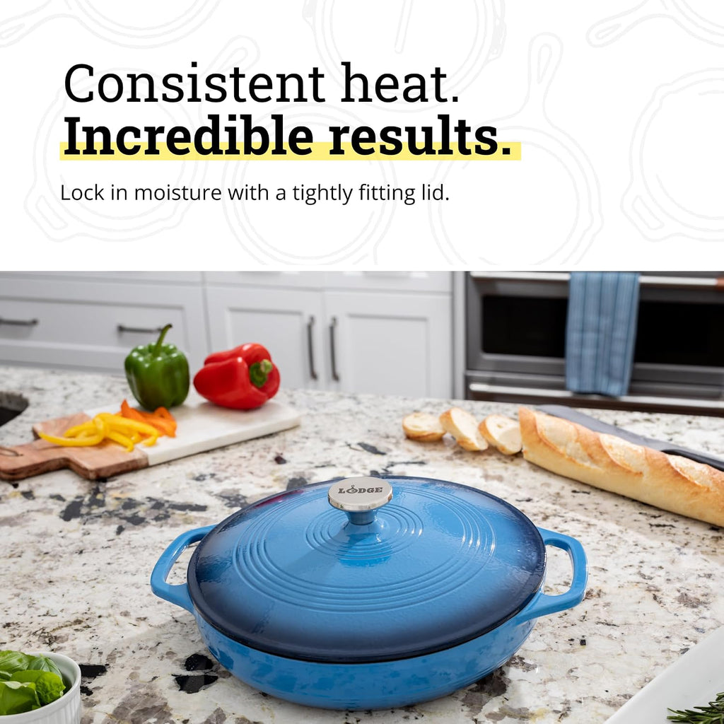 Essential Enamel Braiser 3.5 Quart - Refrigerator- & Oven-Safe up to 500° F - Heat-Retaining, Induction-Safe &