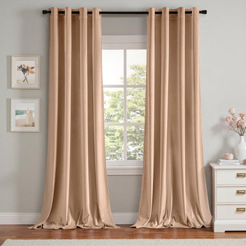 Velvet Blackout Curtains Blush Beige 52 x 84 Inch Length 2 Panels