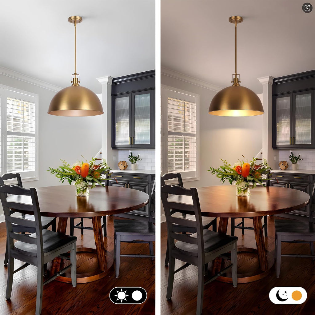 18 Inch Brushed Gold Large Pendant Light Kitchen Island, Farmhouse Modern Dome Pendant Light Fixtures Ceiling Hanging