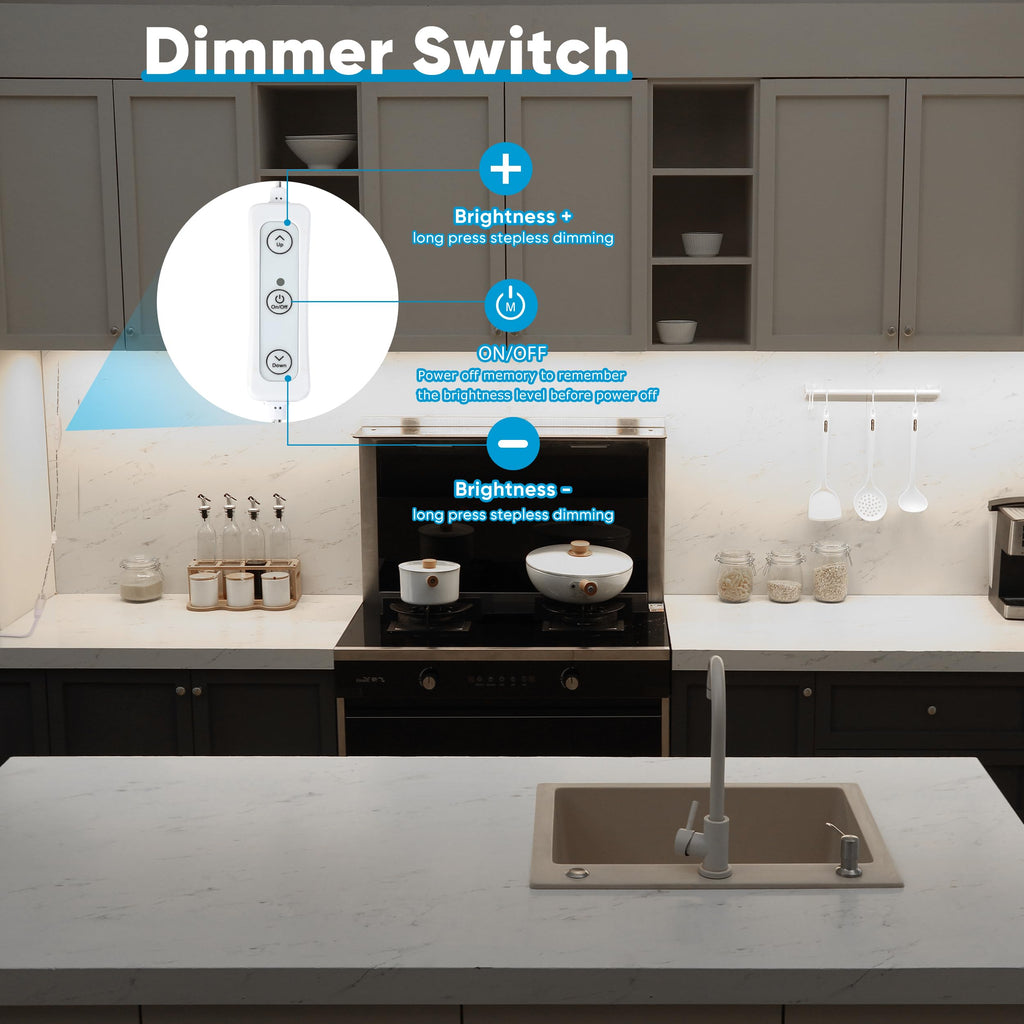 Under Cabinet Lights Plug in. 6 Lights with Adapter Dimmer.