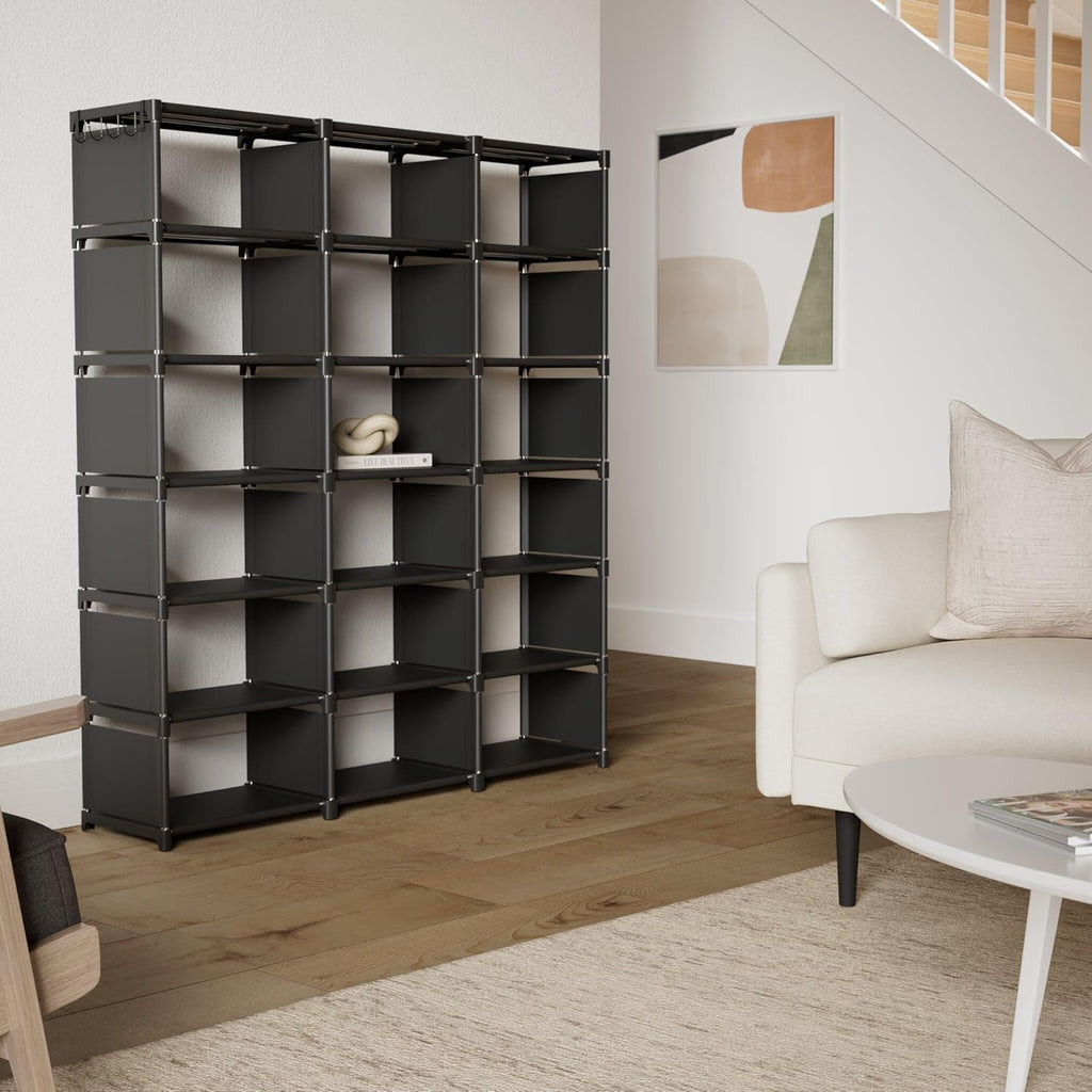 Bookcase, 18-Cube Extra Large Book Shelf, DIY Cube Storage Organizer - Black