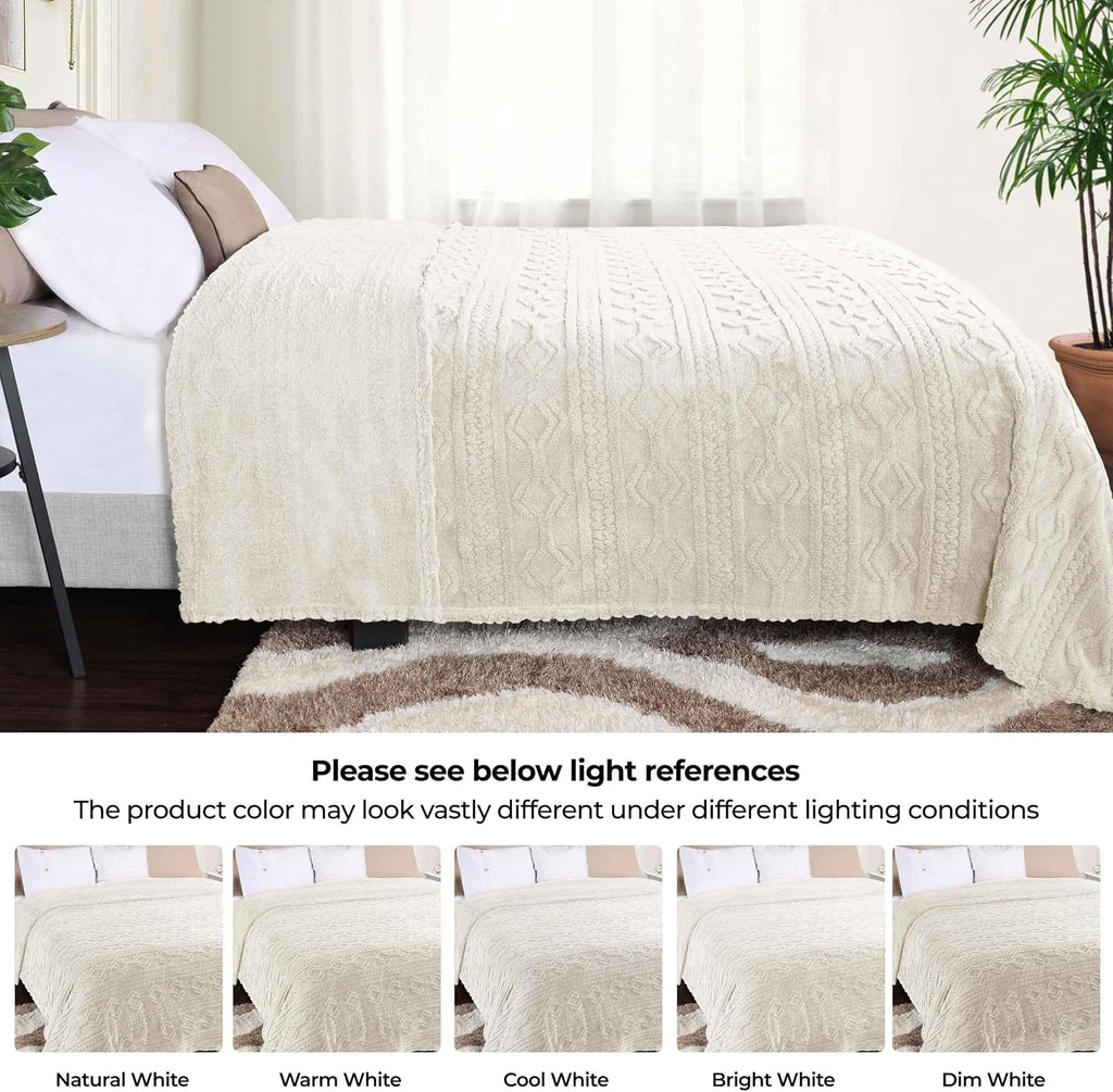 Fleece Boho Jacquard Blanket, Decorative Blankets, Fuzzy, Plush, Fluffy, Soft, Room Decor, Beautiful Cover, Comfort