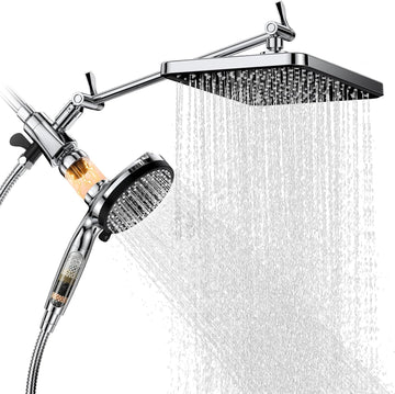 High Pressure Rain Shower Head Combo with Upgrade Magnetic Filtered Detachable Handheld Showerhead (10 Modes)