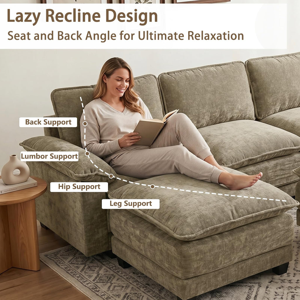 Modular Sectional Couch, Oversized V-Shaped Sofa Couches