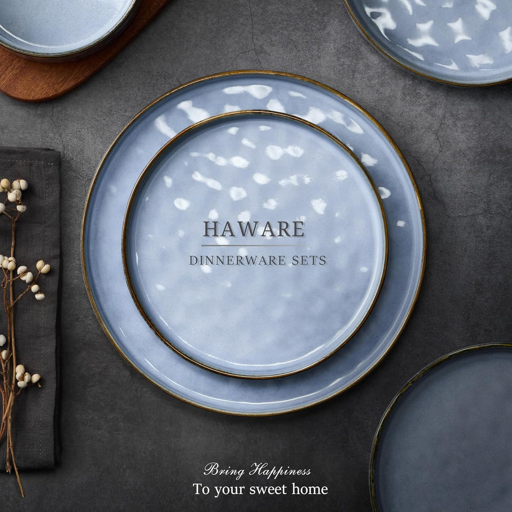Dinnerware Sets, 12-Piece Plates and Bowls Set, Stoneware Dish Set for 4, Ceramic DinnerwareRestaurant