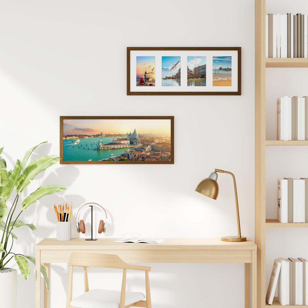 4 4x6 Picture frames Collage Wall Decor with Mat, Brown