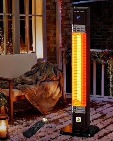 Outdoor Electric Heater, Infrared Patio Heaters for Outdoor Use with Remote&Touch Control, 24H Timer, 3 Heat