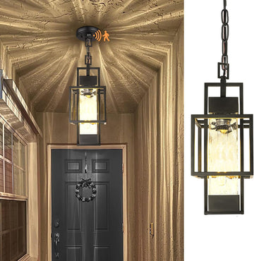 Motion Sensor 15" Outdoor Pendant Light Exterior Hanging Lantern