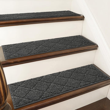 Edging Non-Slip Carpet Mat 28inX9in, 15pc, Black