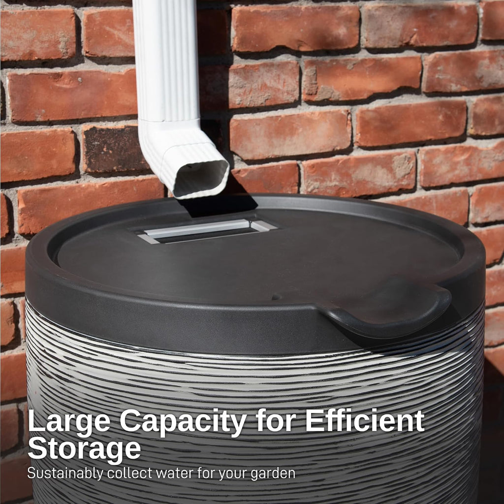 50-Gallon Newport Rain Barrel with Stand and Removable Lid, Slate Color