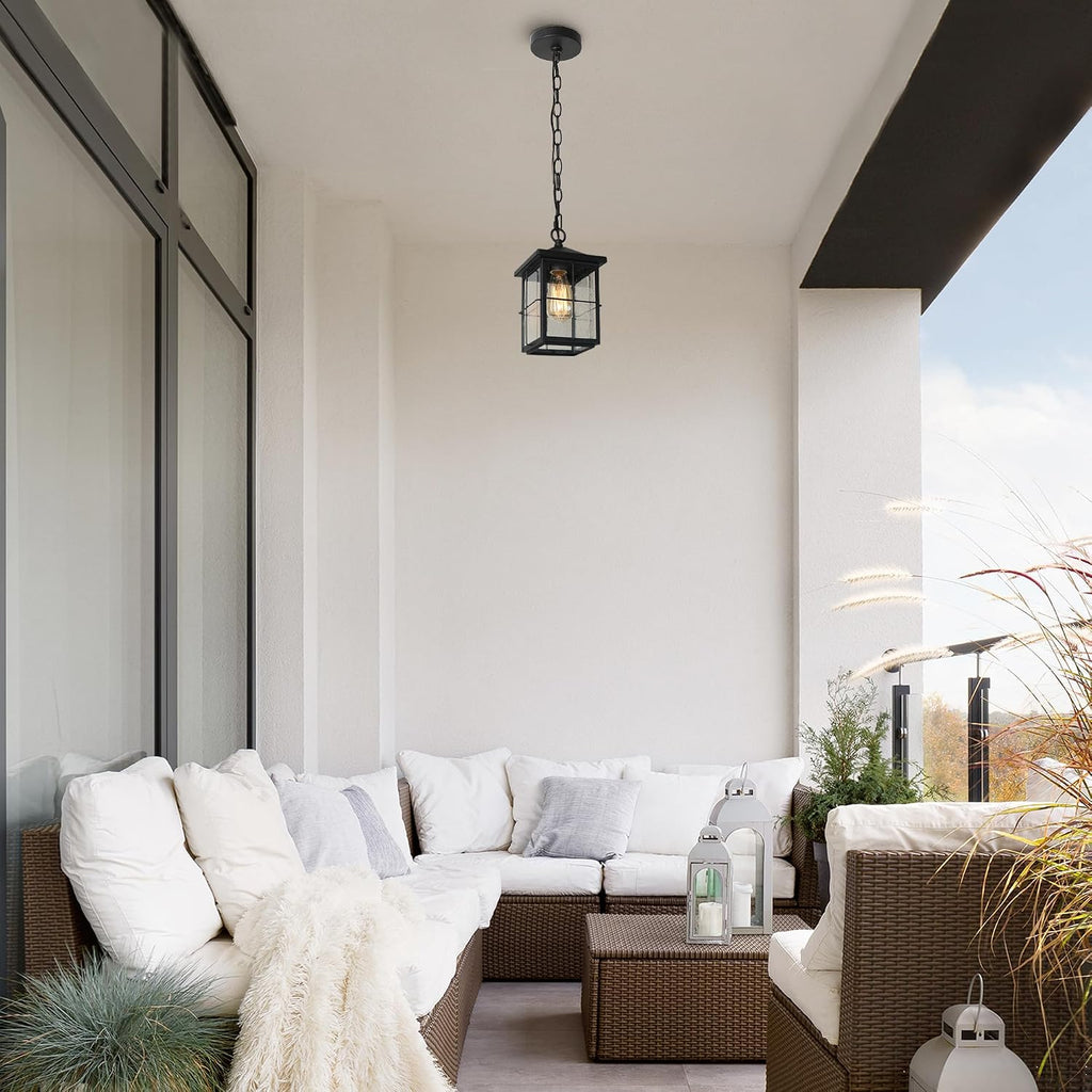 Outdoor Pendant Light Fixture, Farmhouse Exterior Hanging Lights with Adjustable Chain