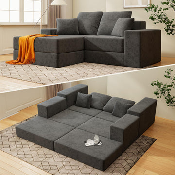 Cloud Modular Sectional Sofa, Comfy Boneless Couch, Modern L-Shaped Couch with Reversible Chaise, Customizable