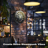 Decorative Wall Clock - Oversized 3D Steampunk Large Wall Clock, Vintage Industrial Steampunk Large Clock for Living Room Décor