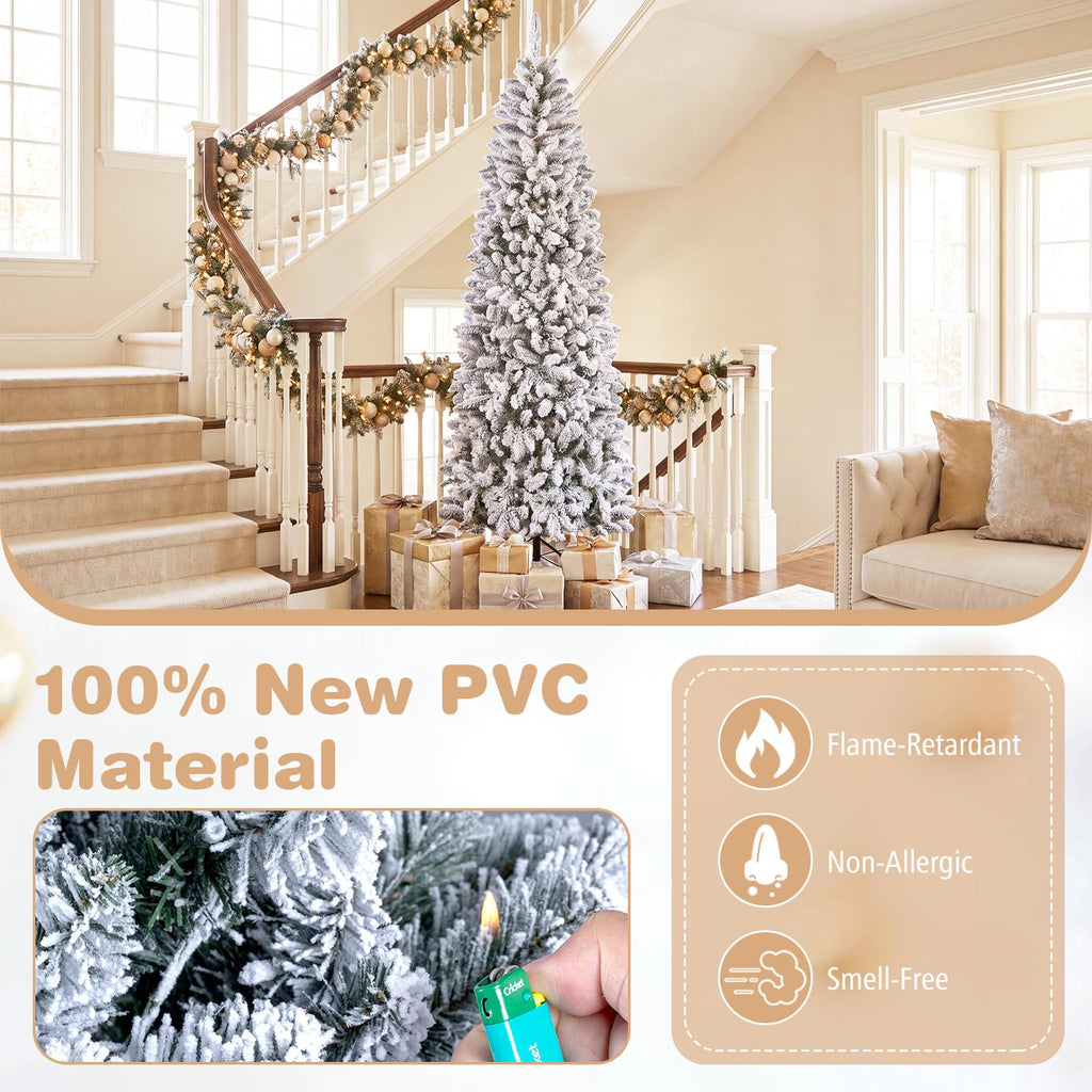 7.5FT Pre-lit Pencil Christmas Tree with Remote, APP Control, White