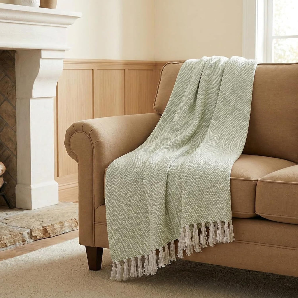 50x60 Throw Blanket - Soft and Breathable Cotton Throw Blanket, Chair - Decorative Blankets