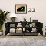 65" Fluted Sideboard Buffet Cabinet with Storage, Console Cabinet with 4 Doors & Adjustable Shelves
