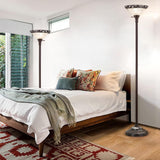 Torchiere Floor Lamp - 70" Victorian Floor Lamp with with Etched Glass Shade