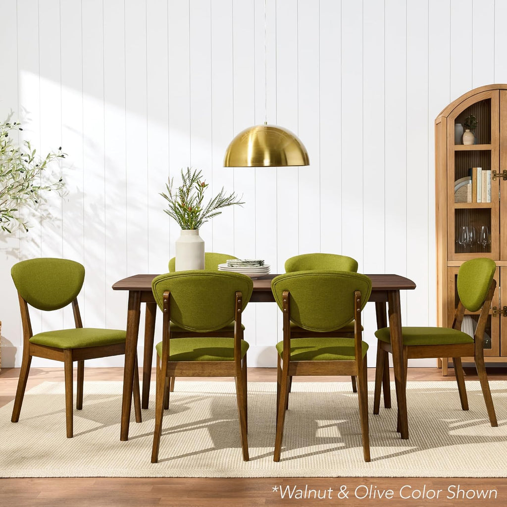 Best Choice Products Dining Chairs Set of 2, Mid-Century Modern Upholstered Wood, Armless w/Seat Cushion