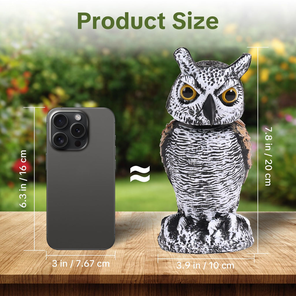 2 Pack Rotating Head Owl Statue, Hand-Painted Garden Decor, 8 Inch