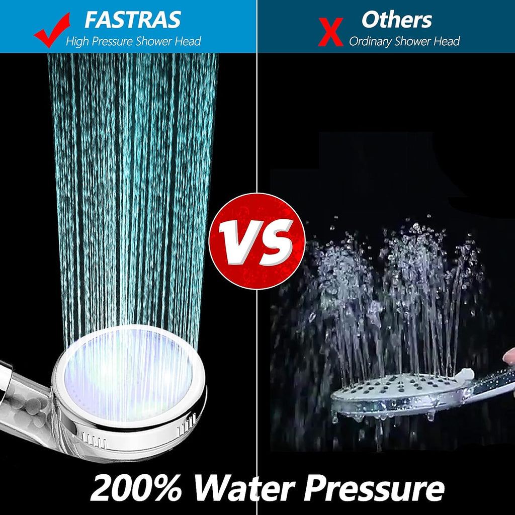 LED Shower Head with Handheld, High Pressure Shower Head with Hose, Holder & PTFE Tape etc